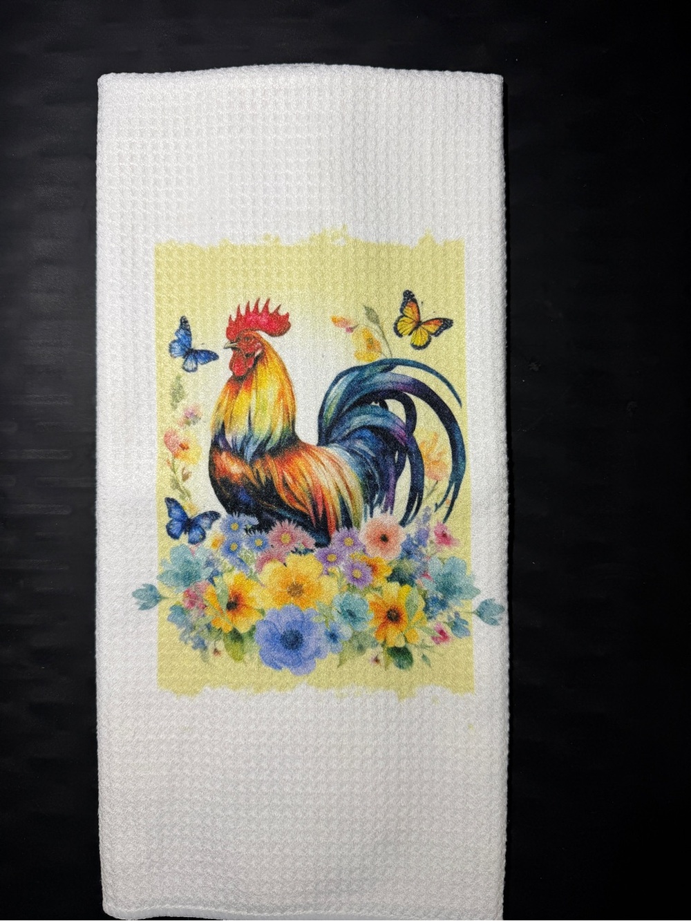 Farm Rooster Kitchen Towel - NWOT - Handcrafted